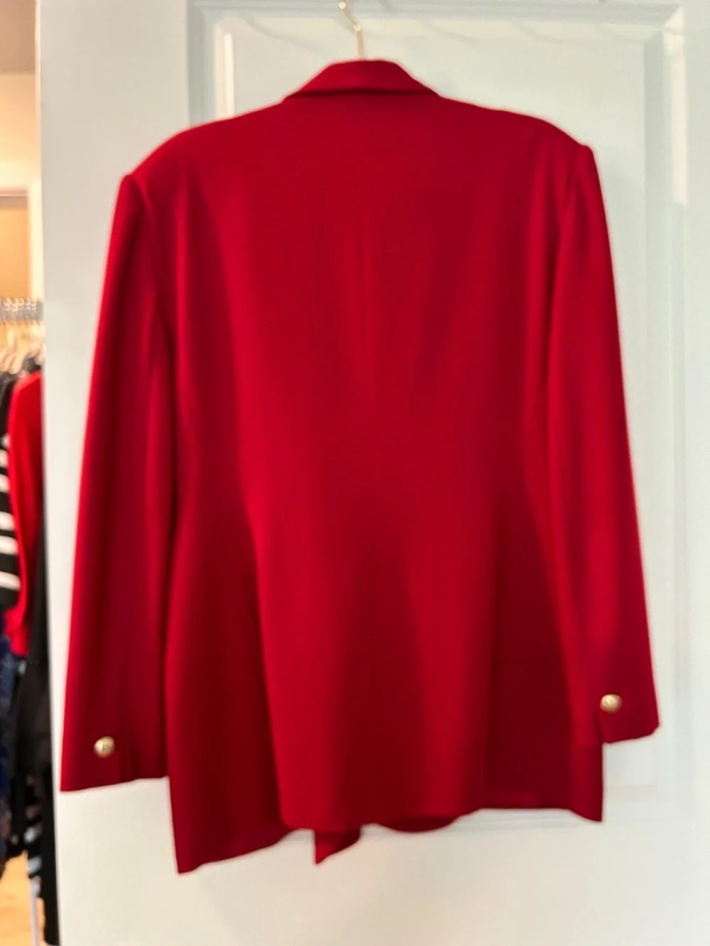 Vintage Jones New York Red  100% Wool  Shawl Collar Blazer - Picture 4 of 8